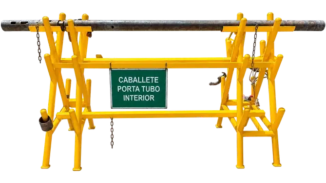 Otra vista del caballete porta tubería interior