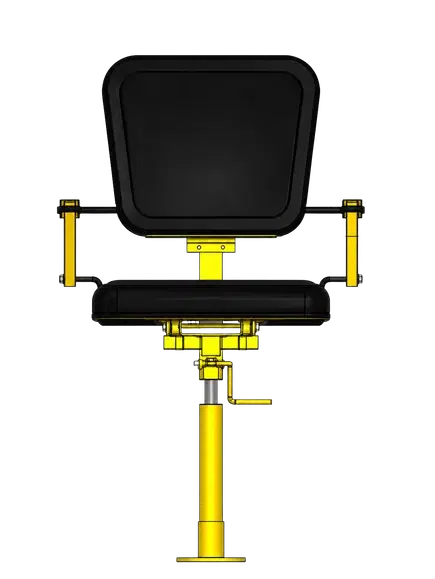 Vista frontal de la silla ergonómica con su guía de deslizamiento